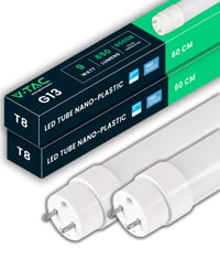 V-TAC 2 kom LED cijev 60 cm za T8 G13 grlo 7,5W 850 lumena Samsung čip za strop, zid, garažu hladno bijela 6500K fluorescentna cijev zamjena za neonsku cijev 1