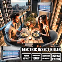 V-TAC 30W Elektromos Rovarcsapda UV LED Fénnyel - 100 m² Hatótávolság - Slim Design - Beltéri és Kültéri Szúnyogirtó 3