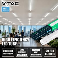 V-TAC 4db LED Cső 120 cm T8 G13 18W Samsung Chip 1850 Lumen Mennyezeti Fali Garázs Irodai Lámpa Semleges Fehér 4000K 3