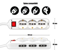 Multipriză V-TAC cu 9 posturi, întrerupător și cablu de 1,5 m – 6 prize laterale și 3 frontale 10/16A Bipasso Schuko – Pentru acasă, birou și magazin 5