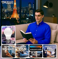V-TAC A60 LED žarulja E27 10,5W (zamjena za 75W) 1055 lumena toplo bijela 3000K štedna 10 kom. 3