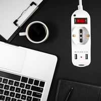 V-TAC elosztó 3 aljzat + 2 USB kapcsolóval, 10/16A Bipasso/Schuko - fehér 4