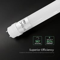 V-TAC LED Fénycső T8 60cm 9W Meleg Fehér 3000K 2db Neoncsere - Warm White 8