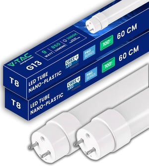 LED žiarivka V-TAC T8 G13 60 cm 9W teplá biela 3000K - 2 ks