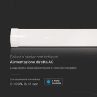 V-TAC LED lineárne stropné svietidlo 120 cm - 40W Samsung čip - 4300 lúmenov IP20 - Obdĺžnikové svietidlo do garáže, obchodu - 3000K teplá biela 3