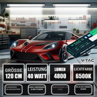 V-TAC LED stropné svietidlo 120 cm 40W so Samsung čipom – obdĺžnikové 4300 lúmenov IP20 nástenné svietidlo do garáže a obchodu – studená biela 6400K 4