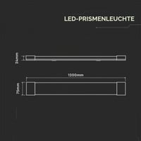 V-TAC LED stropné svietidlo 120 cm 40W so Samsung čipom – obdĺžnikové 4300 lúmenov IP20 nástenné svietidlo do garáže a obchodu – studená biela 6400K 3