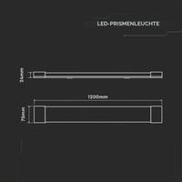 V-TAC LED svjetiljka za vlažne prostore 120 cm 40W Samsung čip 4300 lumena IP20 prizmatična stropna svjetiljka za garažu na zid 3000K toplo bijela 4