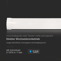 V-TAC LED svjetiljka za vlažne prostore 120 cm 40W Samsung čip 4300 lumena IP20 prizmatična stropna svjetiljka za garažu na zid 3000K toplo bijela 2
