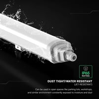 Lampă LED etanșă V-TAC Seria TK, CREE, 60 cm, IP65, 18W, 2160 lumeni, alb neutru 4000K, corp de iluminat LED pentru garaj, depozit, tavan și perete 7