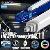 Lampă LED etanșă V-TAC Seria TK, CREE, 60 cm, IP65, 18W, 2160 lumeni, alb neutru 4000K, corp de iluminat LED pentru garaj, depozit, tavan și perete 2