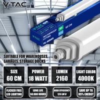 Lampă LED etanșă V-TAC Seria TK, CREE, 60 cm, IP65, 18W, 2160 lumeni, alb neutru 4000K, corp de iluminat LED pentru garaj, depozit, tavan și perete 4