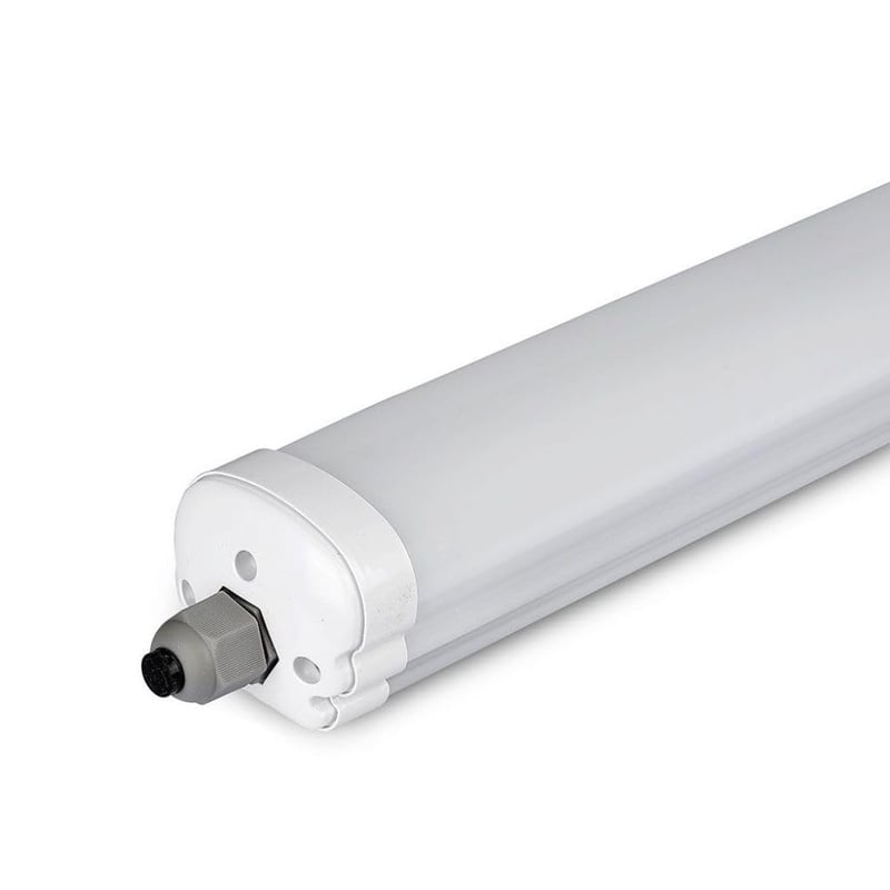 V-TAC LED svietidlo 150 cm 48W IP65 vodotesné stropné svietidlo 5760 lúmenov 6500K studená biela prepojiteľné do garáže obchodu nástenné svietidlo