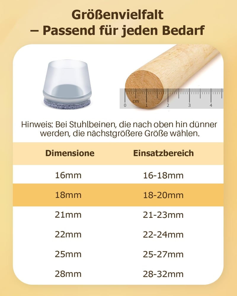 VABNEER 16 db szék lábvédő sapka 18-20 mm átlátszó szilikon filc betéttel