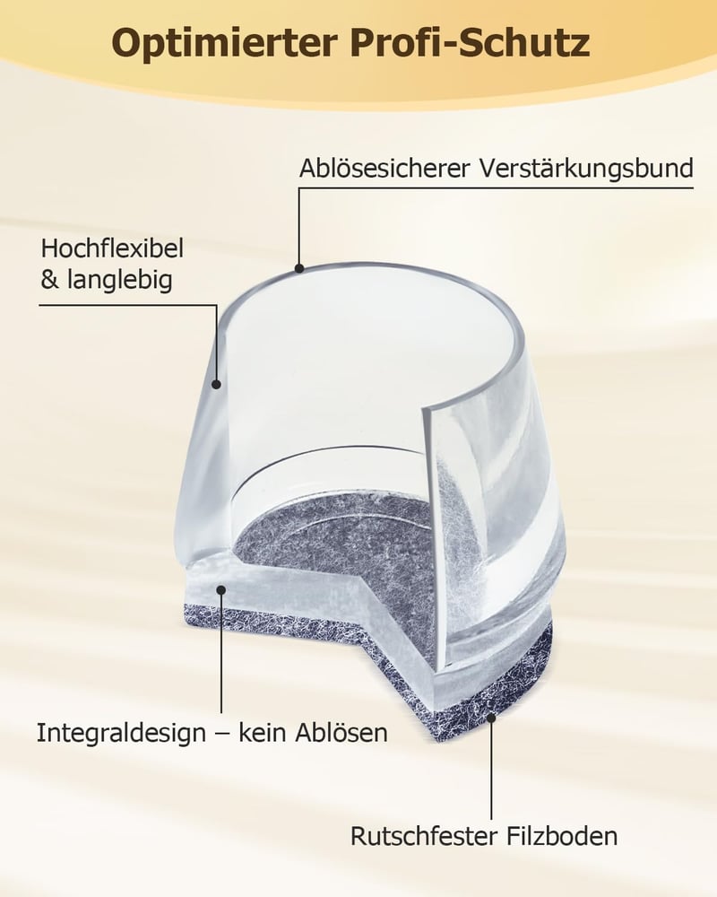 VABNEER 21-23mm Szilikon Szék Lábvédő Sapka 16db Filc Betéttel