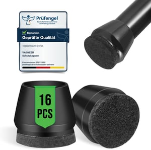 Capace din silicon VABNEER pentru picioare de scaun cu bază din pâslă, negre - 16-18 mm, 16 bucăți
