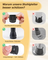 VABNEER Szilikon Székláb Sapka 16-18mm 16db Fekete Csúszótalp 4