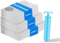 Vacbird Vákuum Tárolósákok 12 db Pumpával Ruházathoz Utazáshoz Költözéshez - Pump + 12 bags 1