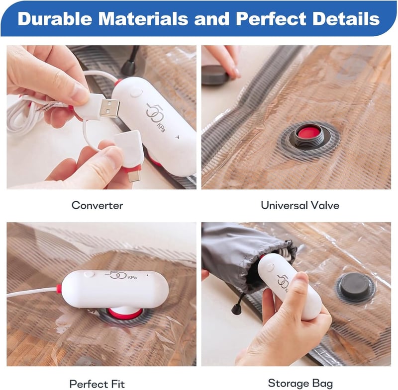Vacbird Vákuum Tárolózsák USB Pumpával 6 db Ruhához Utazáshoz Helytakarékos
