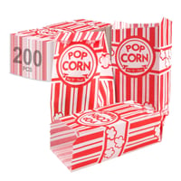 Pungi pentru popcorn Vachelper, 200 bucăți, 21x9x6 cm, pungi din hârtie pentru floricele, dungi roșu-alb, rezistente la grăsime, pentru seri de film, aniversări 8