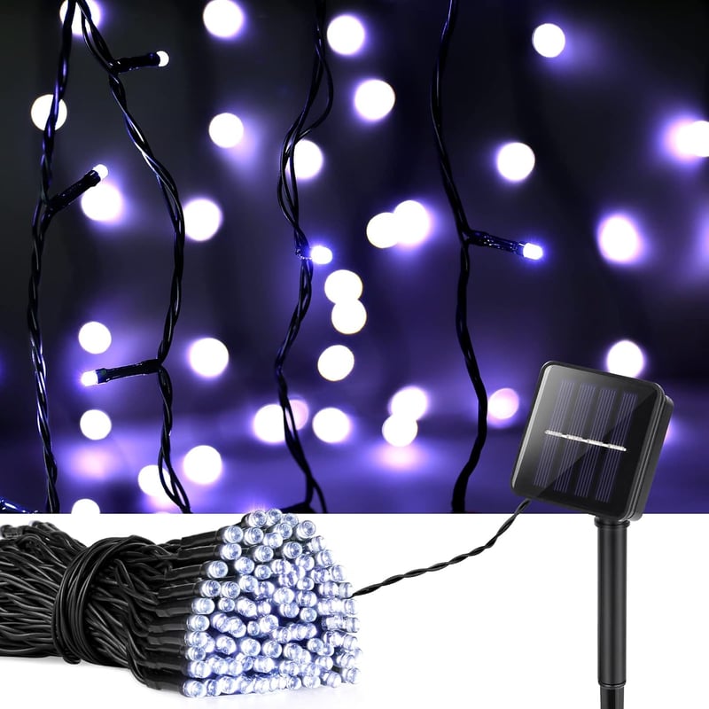 Vacoulery Napelemes Tündérfény 12m - 100 LED Vízálló Kerti Fényfüzér 8 Üzemmóddal - Kültéri Dekoráció Kerthez, Erkélyhez, Esküvőhöz, Partikh