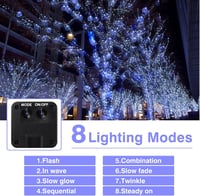 Vacoulery Napelemes Tündérfény 12m - 100 LED Vízálló Kerti Fényfüzér 8 Üzemmóddal - Kültéri Dekoráció Kerthez, Erkélyhez, Esküvőhöz, Partikh 6