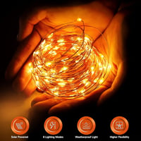 Vacoulery Napelemes Tündérfény 2db - 12m Vízálló Rézhuzalos LED Fényfüzér 120 LED, Meleg Fehér, 8 Világítási Mód Kerthez, Teraszhoz, Partikh 2