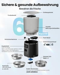Dozator de hrană pentru pisici Vacqueen 6L negru cu 3 tăvițe pentru hrănire 7