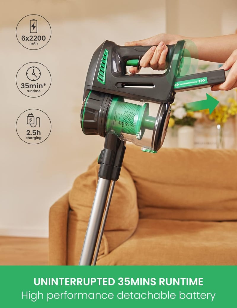Vactidy Blitz V8 Vezeték Nélküli Porszívó Cserélhető Akkumulátorral, 22 KPa Szívóerő