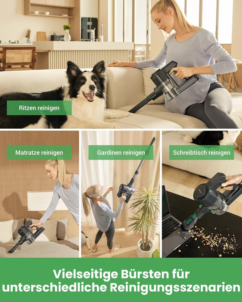Vactidy V9 Vezeték Nélküli Porszívó 30 KPa Szívóerővel, 55 Perc Üzemidő, Levehető Akkumulátor