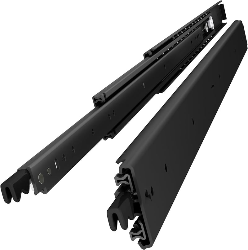 VADANIA 1000mm Ipari Fiók Csúszka Zárral, 130-220kg Terhelhetőség, Teljes Kihúzás, Fekete - 1000mm, #D76 (76mm Wide - Black)