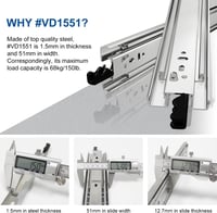 VADANIA 700 mm-es fiók csúszka zárral, 53 kg terhelhetőség, golyóscsapágy 2