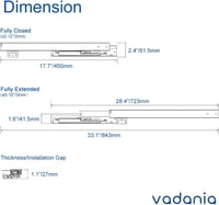 VADANIA B1854 450mm Fiók Csúszka Soft Close Teljes Kihúzás 40kg Teherbírás 5