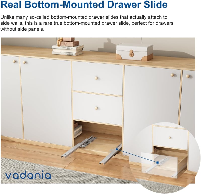 VADANIA B1854 450mm Fiók Csúszka Soft Close Teljes Kihúzás 40kg Teherbírás