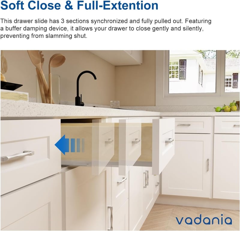 VADANIA B1854 450mm Fiók Csúszka Soft Close Teljes Kihúzás 40kg Teherbírás