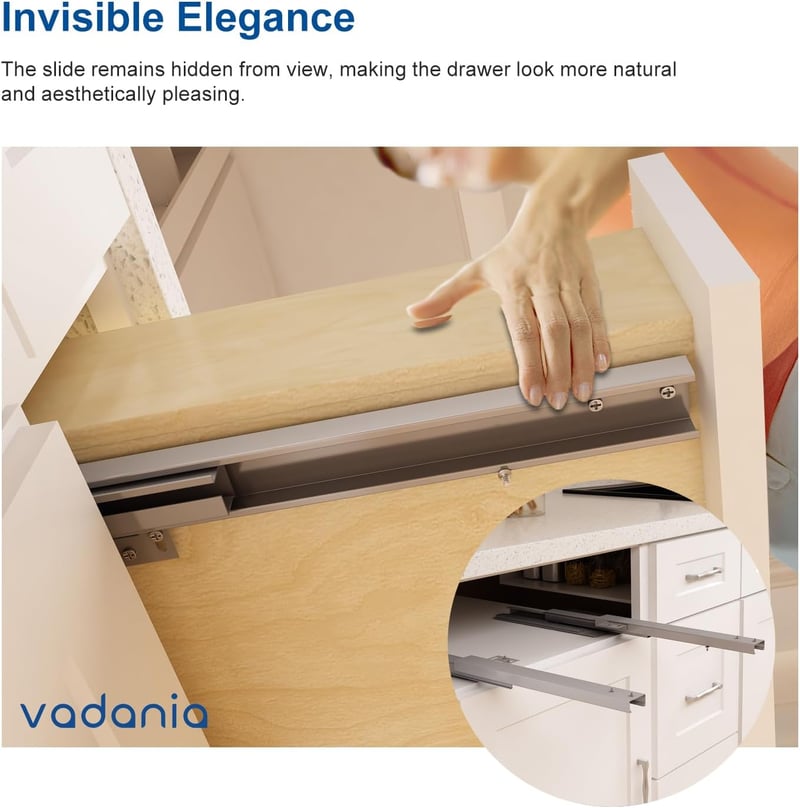 VADANIA B1854 450mm Fiók Csúszka Soft Close Teljes Kihúzás 40kg Teherbírás
