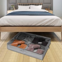 VAESIDA Organizator de pantofi sub pat, set de 2 bucăți, 16+4 compartimente, cu fereastră transparentă, cutie de depozitare pliabilă cu capac, potrivită și pentru cizme 7
