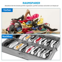 VAESIDA Organizator de pantofi sub pat, set de 2 bucăți, 16+4 compartimente, cu fereastră transparentă, cutie de depozitare pliabilă cu capac, potrivită și pentru cizme 6