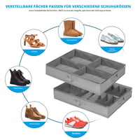 VAESIDA Organizator de pantofi sub pat, set de 2 bucăți, 16+4 compartimente, cu fereastră transparentă, cutie de depozitare pliabilă cu capac, potrivită și pentru cizme 3