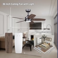 Stropný ventilátor Vagizm 91 cm pre malé miestnosti – so stmievateľným svietidlom na diaľkové ovládanie, spätným chodom, tichou prevádzkou, 6 rýchlosťami, 230 V 6