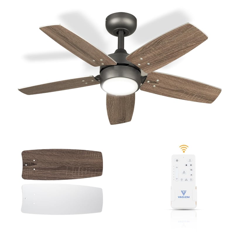 Stropný ventilátor Vagizm 91 cm pre malé miestnosti – so stmievateľným svietidlom na diaľkové ovládanie, spätným chodom, tichou prevádzkou, 6 rýchlosťami, 230 V