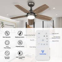 Stropný ventilátor Vagizm 91 cm pre malé miestnosti – so stmievateľným svietidlom na diaľkové ovládanie, spätným chodom, tichou prevádzkou, 6 rýchlosťami, 230 V 4