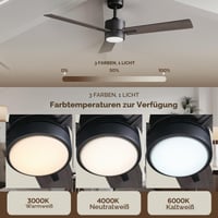 Vagizm stropni ventilator sa svjetiljkom i daljinskim upravljačem 132 cm, moderni ventilator za spavaću sobu, prigušivo trobojno LED svjetlo, tih, reverzibilan 2