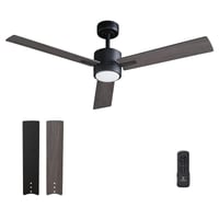 Vagizm stropni ventilator sa svjetiljkom i daljinskim upravljačem 132 cm, moderni ventilator za spavaću sobu, prigušivo trobojno LED svjetlo, tih, reverzibilan 1