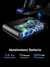 VAKERR MarsVac S1 Vezeték Nélküli Porszívó, 450W/38000Pa, 55 Perces Üzemidő, LED Kijelző, Hajcsomósodás-gátló, 1,5L Portartály, Kék 3
