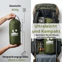 VALEHOWL 800g Ultralight Aufblasbares Camping Schlafsack - R-Value 3.0, Wasserdicht Luftmatratze Rucksacktour - Single, Army Green 5