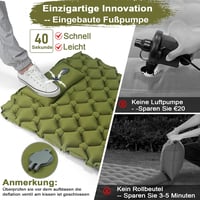 VALEHOWL 800g Ultralight Aufblasbares Camping Schlafsack - R-Value 3.0, Wasserdicht Luftmatratze Rucksacktour - Single, Army Green 4