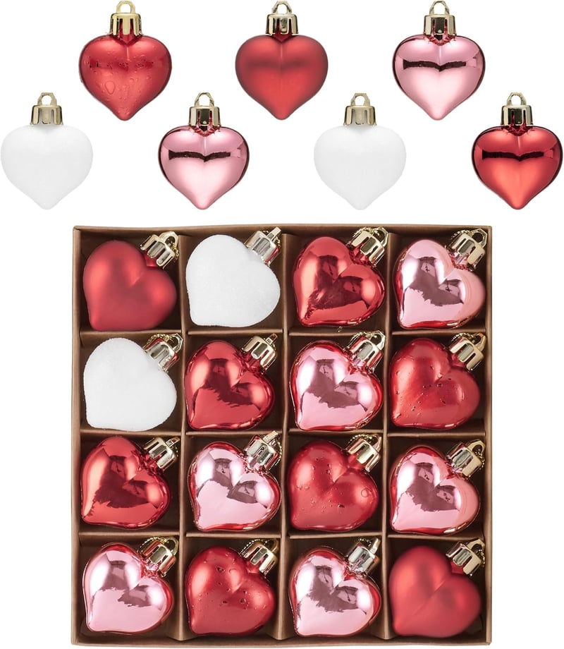 Valery Madelyn 16 darabos szív medál szett 4cm piros rózsaszín fehér Valentin nap esküvő