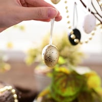 Valery Madelyn 18 db Húsvéti Tojás Függő Dekoráció, 4 cm Fekete Arany Műanyag Díszek 5