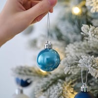 Valery Madelyn Karácsonyi Gömbdísz Szett - 40 db 4 cm-es Kék-Ezüst Műanyag Gömb Akasztóval, Fenyőfa Dekoráció Ajándékcsomagolásban 5